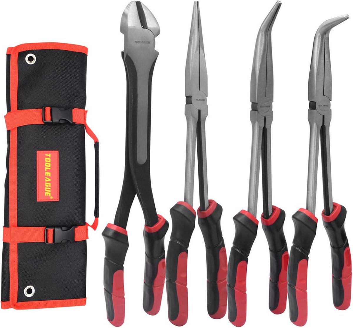 Extra Lange Naald Neus Tang Set - 4 Stuks voor Precisiewerk en Reparaties