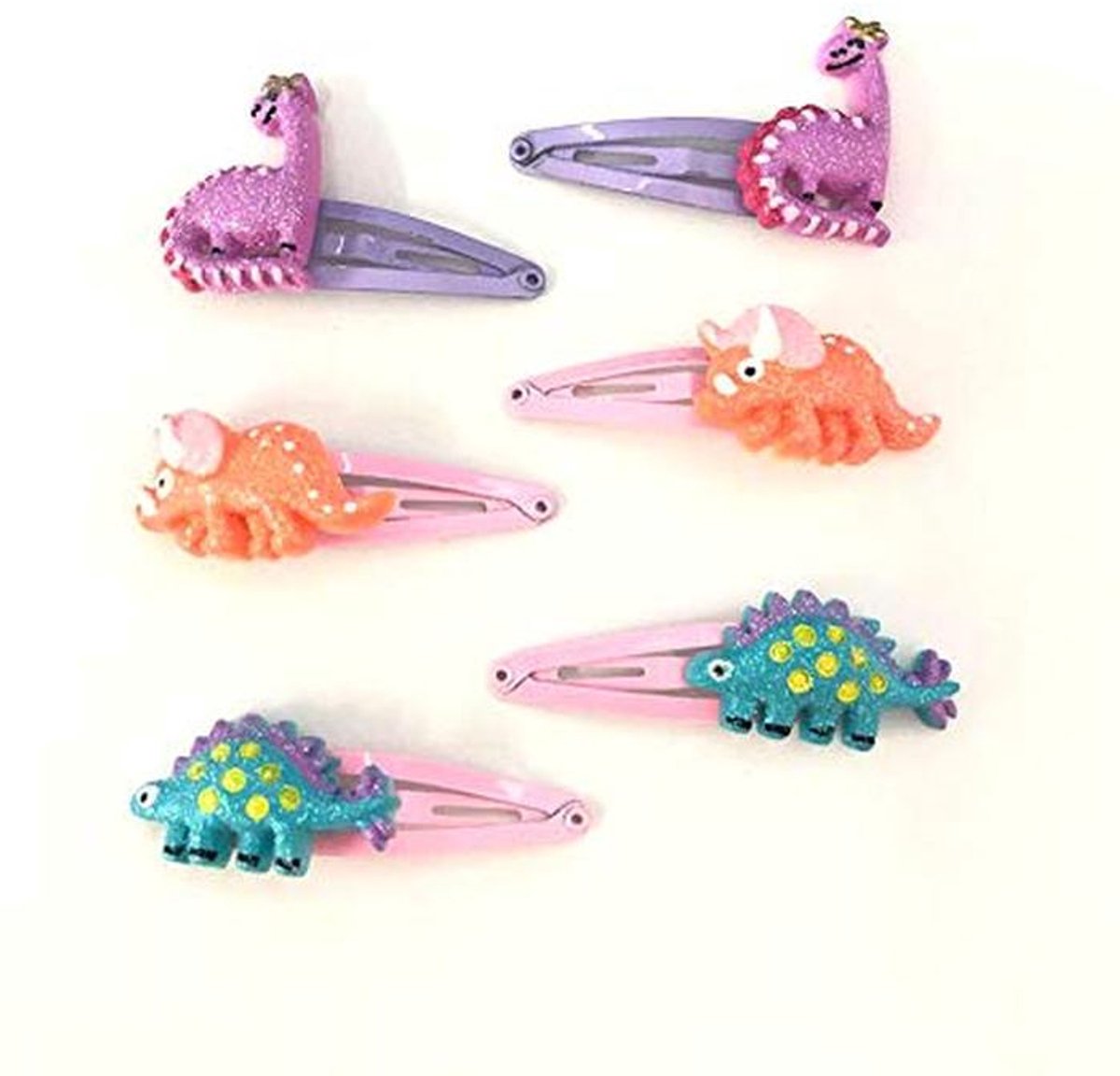 Set van 6 Glitter Haarclips in Dinosaurus Vorm voor Meisjes