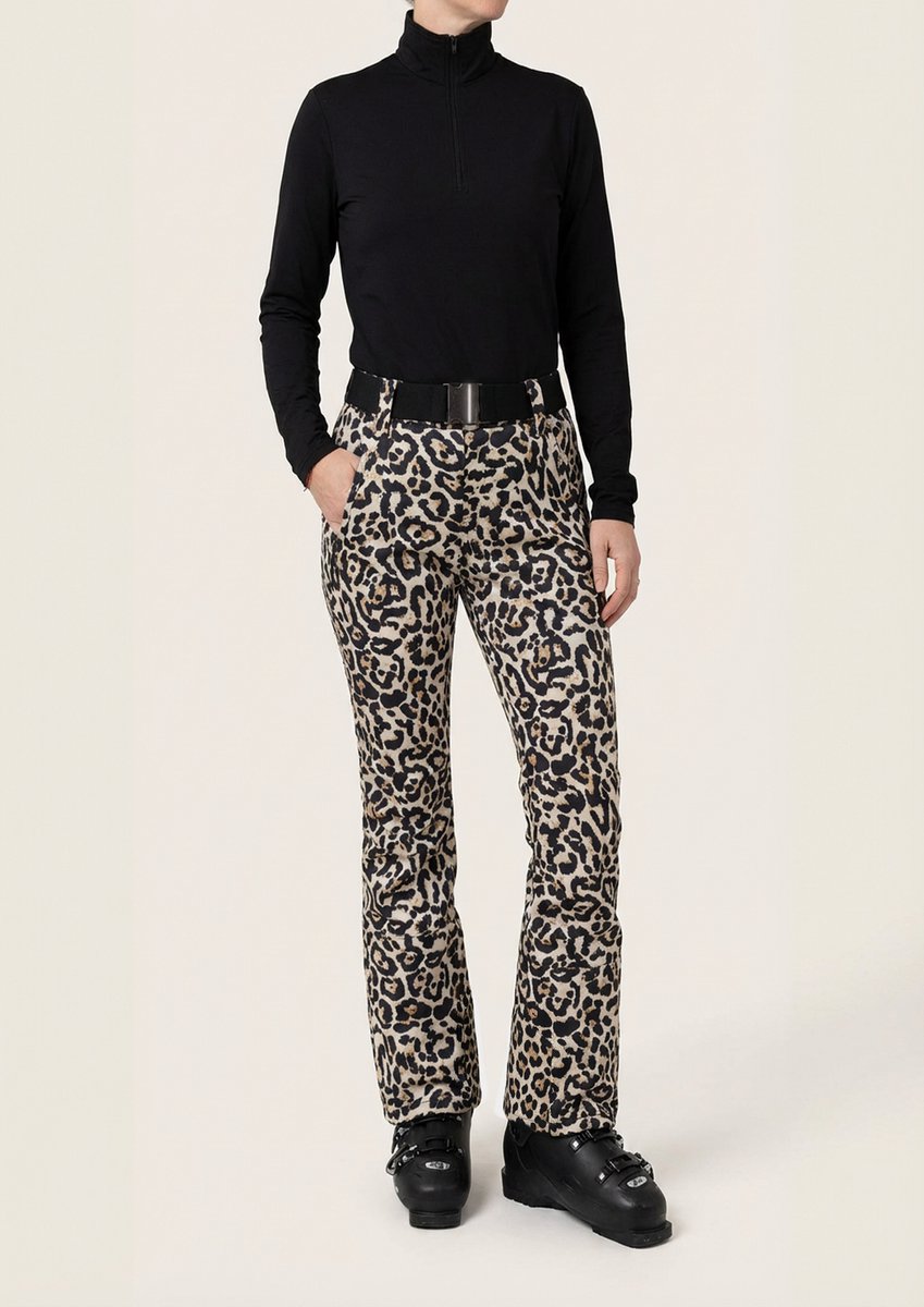 Emski - Panter Skibroek – Dames skikleding – softshell Wintersportbroek met panterprint - Maat S
