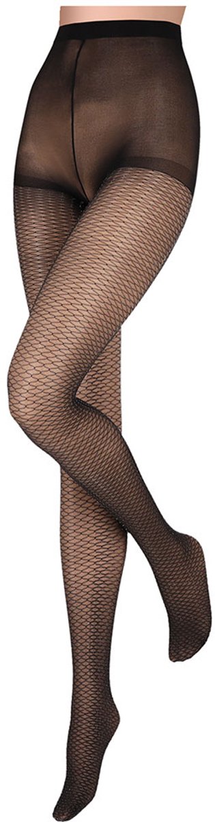 Panty met grafisch design zwart/zilver 40den