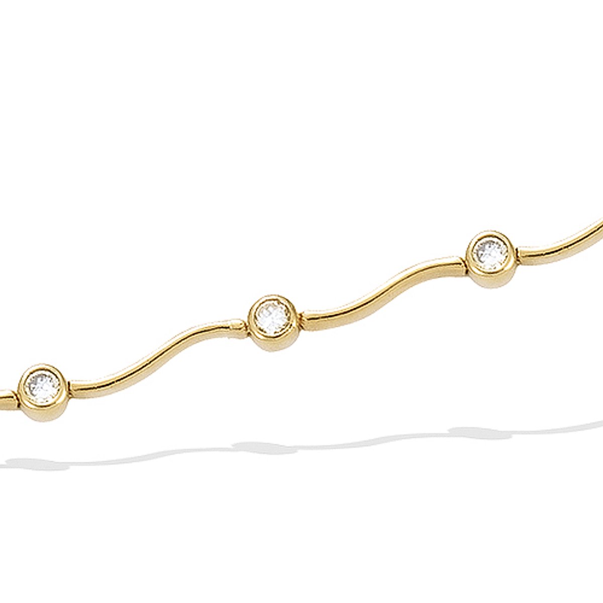 CHIVAL Armband 18K Verguld Goud "Serene Waves" – Luxe, Golfvorm, Hypoallergeen, Gebogen, Zirkonia, Cadeau voor Haar, Liefde, Romantiek, Geschenkverpakking, Glimmend, Sieraad, Kerst