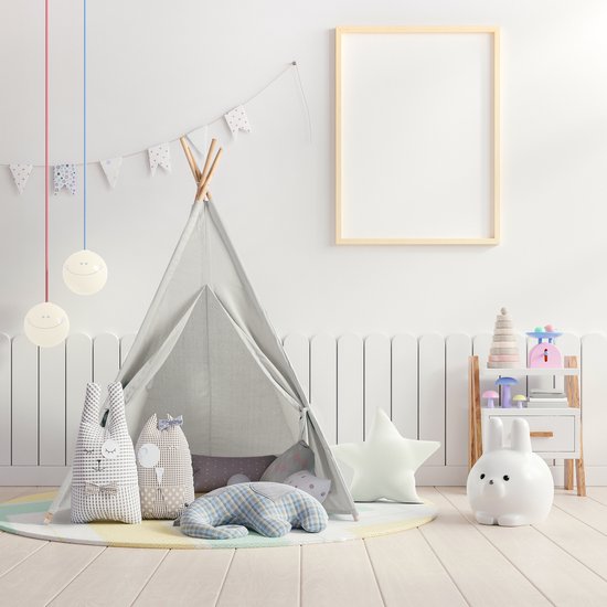 Urban Living Tipi speeltent voor kinderen - 120 x 120 x 150 cm - creme wit - wigwam van Merkloos — afbeelding 2