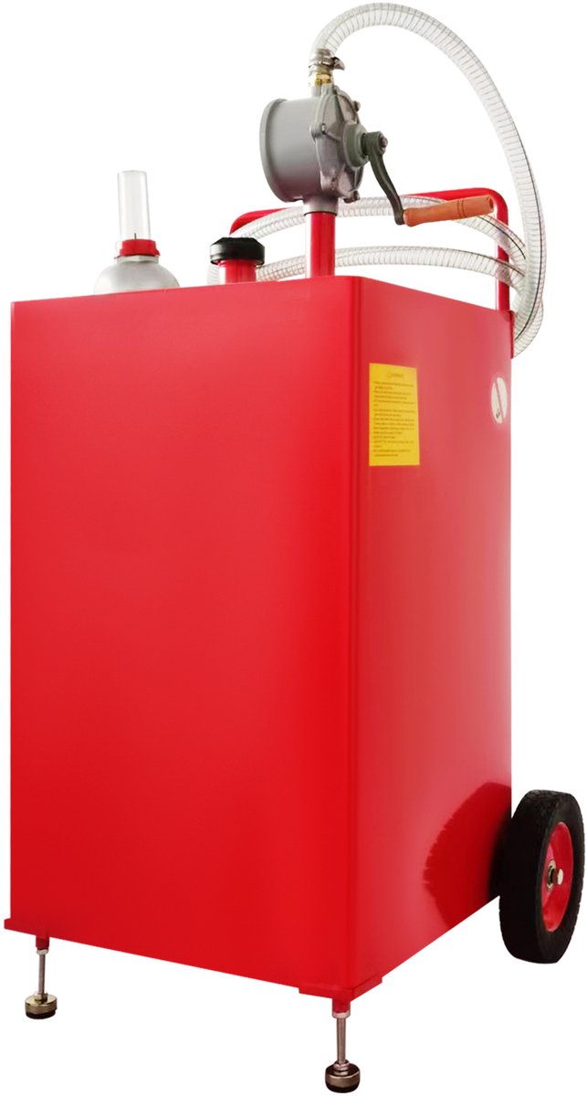 30 gallon brandstoftank, draagbare gasvoorraadtank op 2 wielen met handpomp, diesel- en benzinetank voor auto's, grasmaaiers, terreinvoertuigen, boten en meer, rood