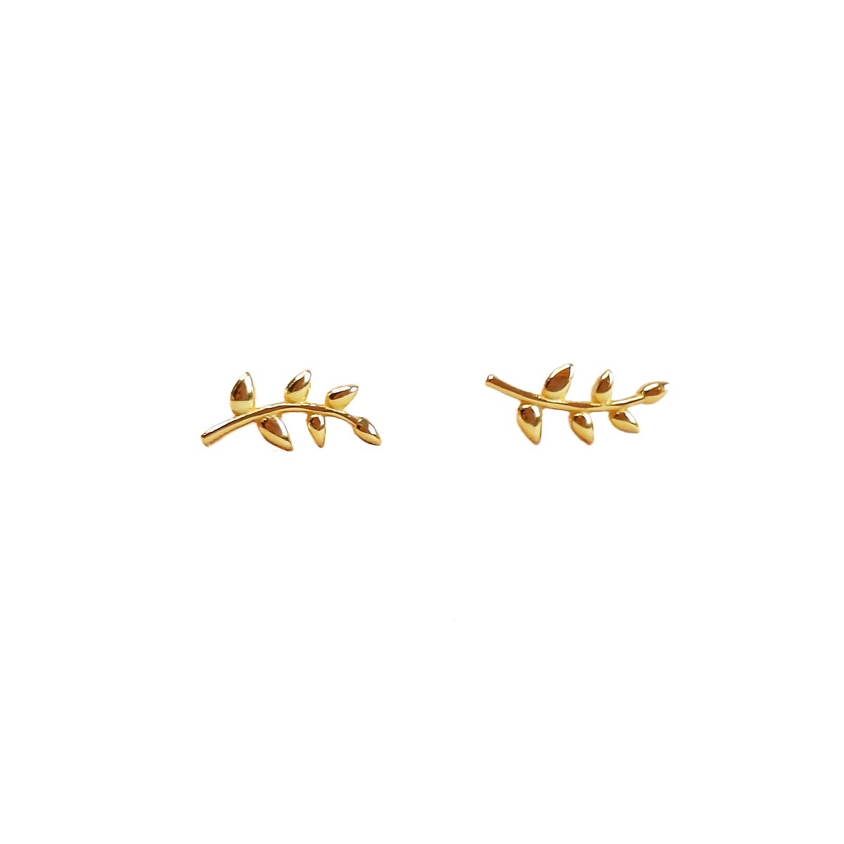 Ava & Imber Leaf Studs | Goud Vermeil | Verguld 925 Sterling Zilveren Oorbellen | Gouden Oorstekers Blad
