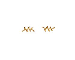 Ava & Imber Leaf Studs | Goud Vermeil | Verguld 925 Sterling Zilveren Oorbellen | Gouden Oorstekers Blad