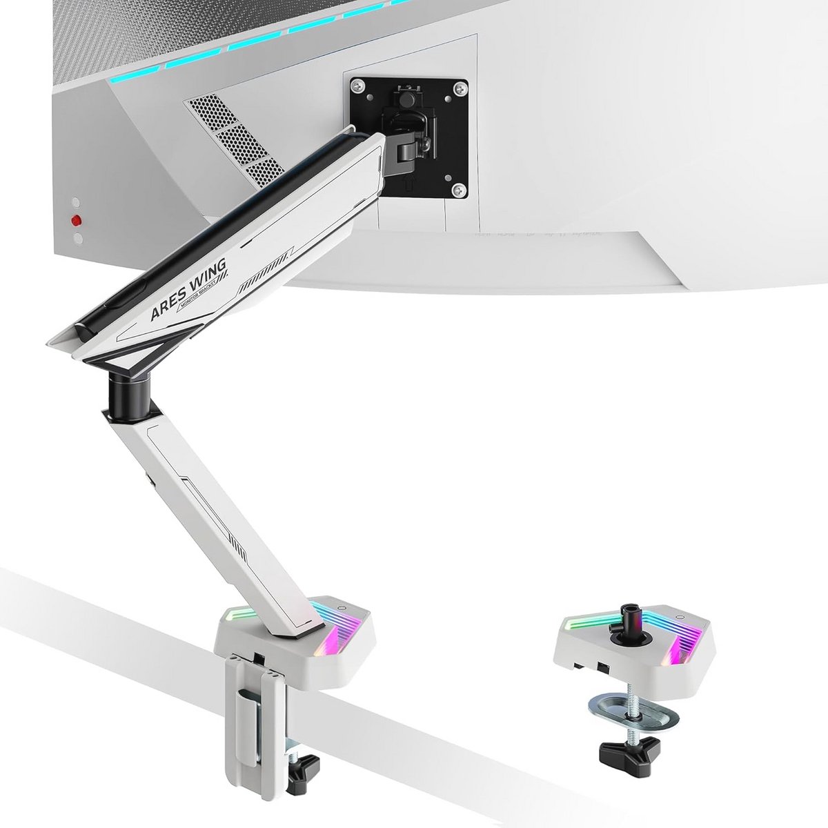 Monitorhouder met Enkele Arm voor 17-45 Inch Monitoren - Zware Monitorarm met RGB Lichteffecten - Ultrawide Voldoet aan Behoeften van Gamer en Thuiswerker