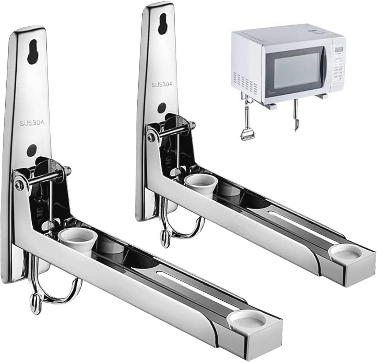 Opvouwbaar RVS Magnetron Oven Rack met Haken