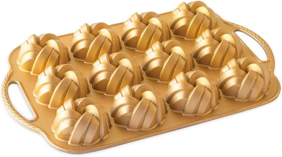 Mini Bundt Cake Pan met Gevlochten Design - Gegoten Aluminium Taartvorm