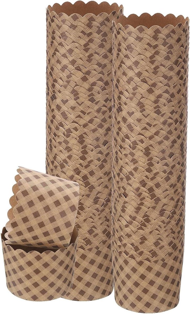 Allecta - Bakvormpjes van papier - 100 stuks - Kraftpapier - Vetafstotend - Wegwerp - Bruiloft - Verjaardag - Afstudeerfeest - Plaid.