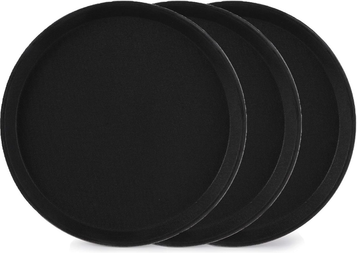 3-Pack Ronde Restaurant Dienbladen 11 Inch Antislip Servies voor Feesten en Ontbijt