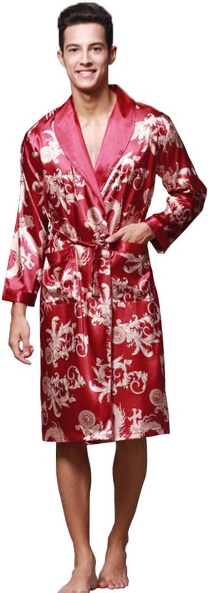 Luxe Heren Kimono Badjas Satijn Lange Mouw - Lichtgewicht Nachtkleding voor Spa & Slaapkamer