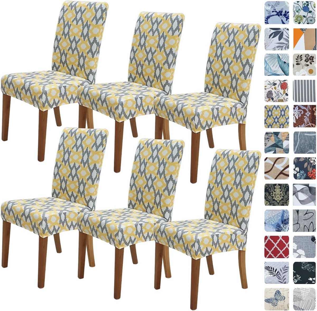 Stretch Eetkamerstoelhoezen Set van 6 - Wasbare Spandex Slipcovers voor Stoelen