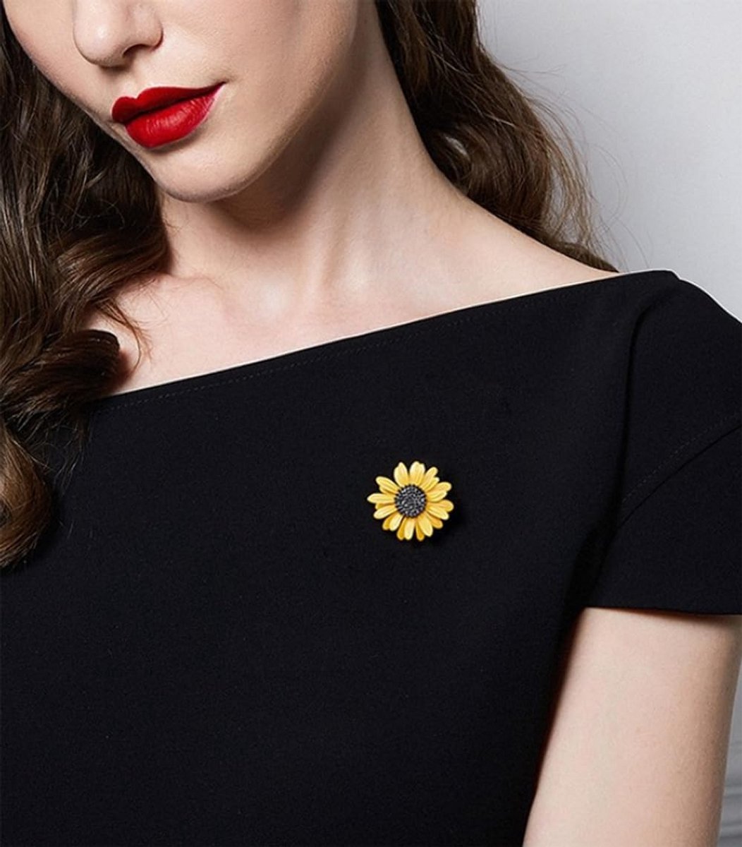 Gele Zonnebloem Broche voor Dames en Heren - Bloem Speld voor Jas, Sjaal of Tas Accessoire