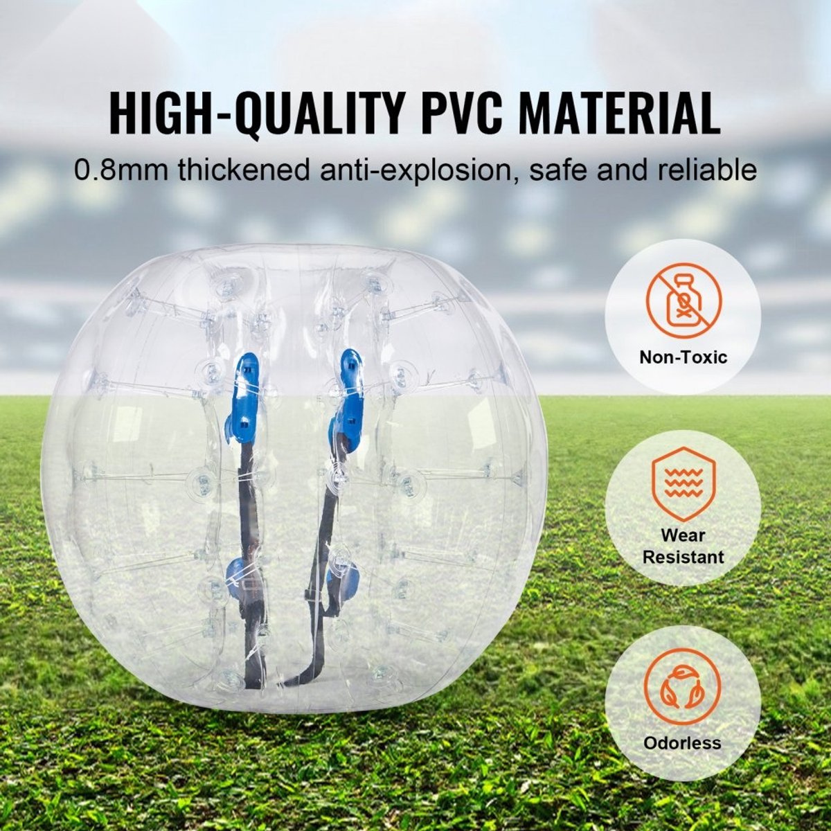 Opblaasbare bumperbal - Body zorb bal - Afmeting 120 x 103 cm - PVC - Voor bubble voetbal en buitenactiviteiten - Transparant