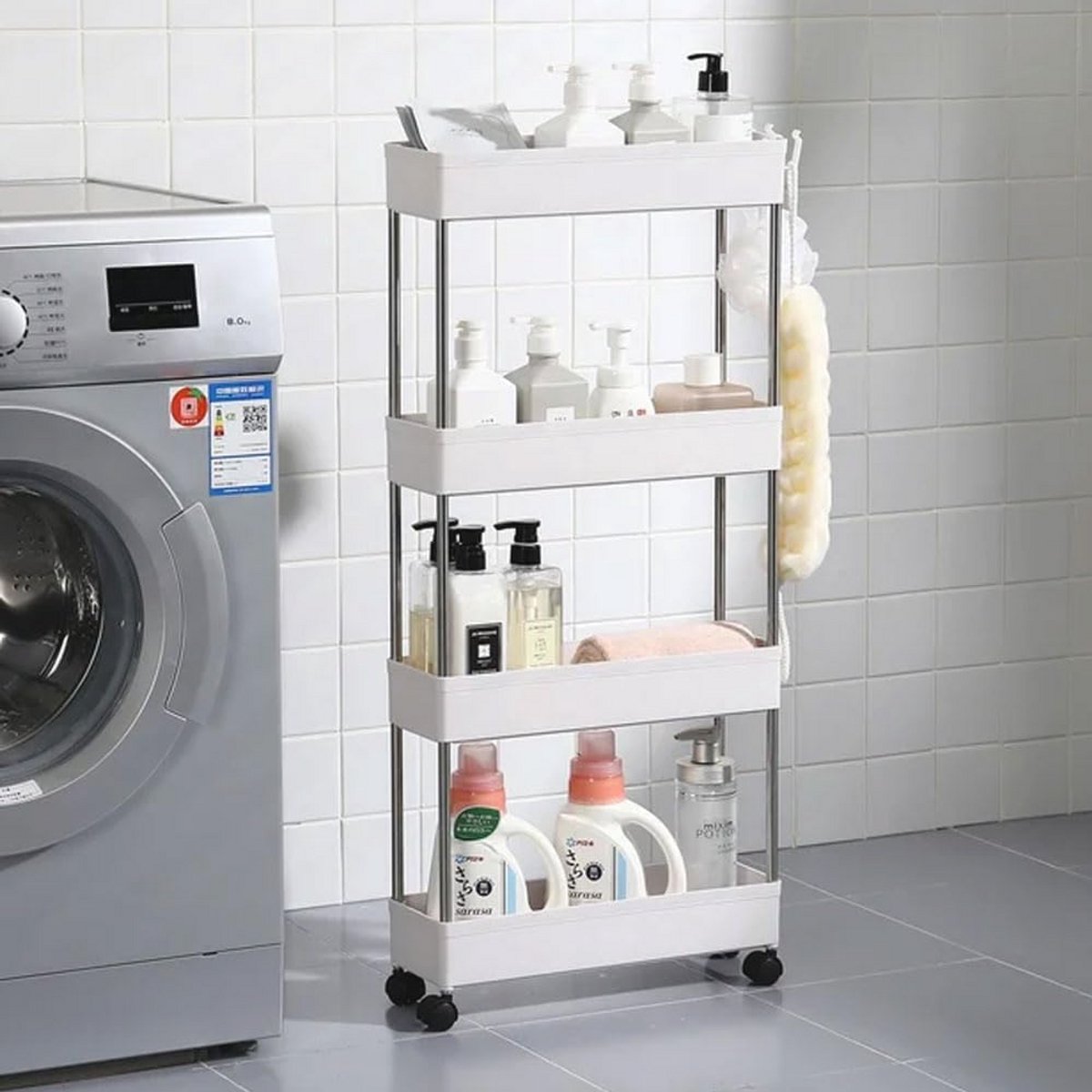 Multifunctionele keukentrolley met 4 planken en wielen - Ruimtebesparend en comfortabel