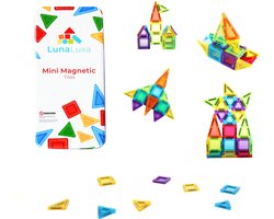 LunaLuxa - Magnetic tiles reisset - 30 stuks - Mini tiles - speelgoed voor in de auto - Magnetische tegels travelset - compatibel met magna tiles - reisspeelgoed - autospeelgoed - kerstcadeautjes klein - montessori speelgoed - Kerst cadeautje