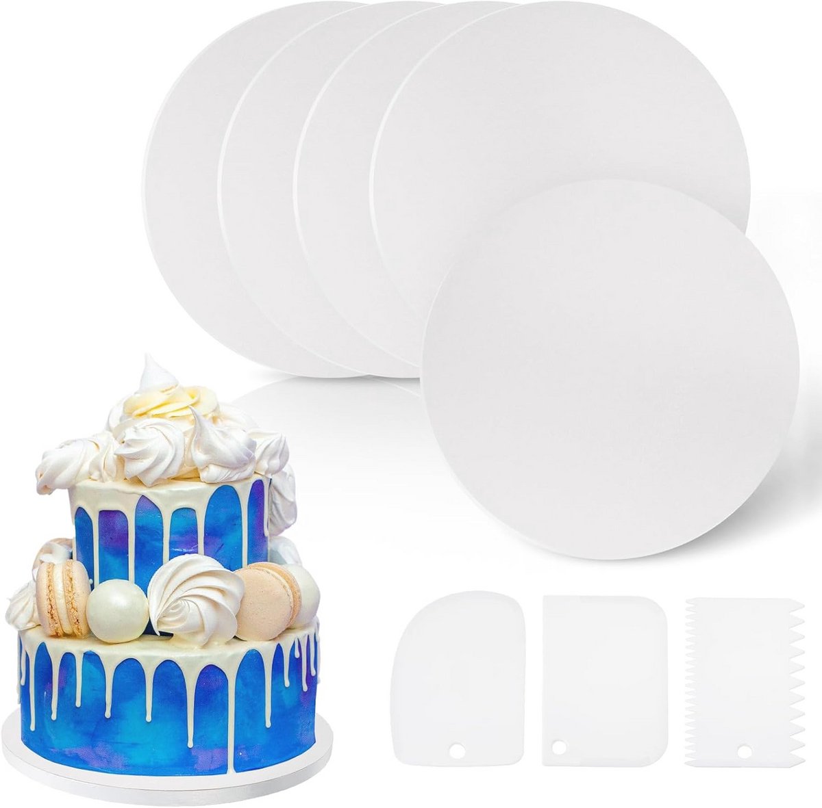 Ronde Cakeplateaus - Set van 5 Herbruikbare Cake Drums voor Taarten van 20-30 cm