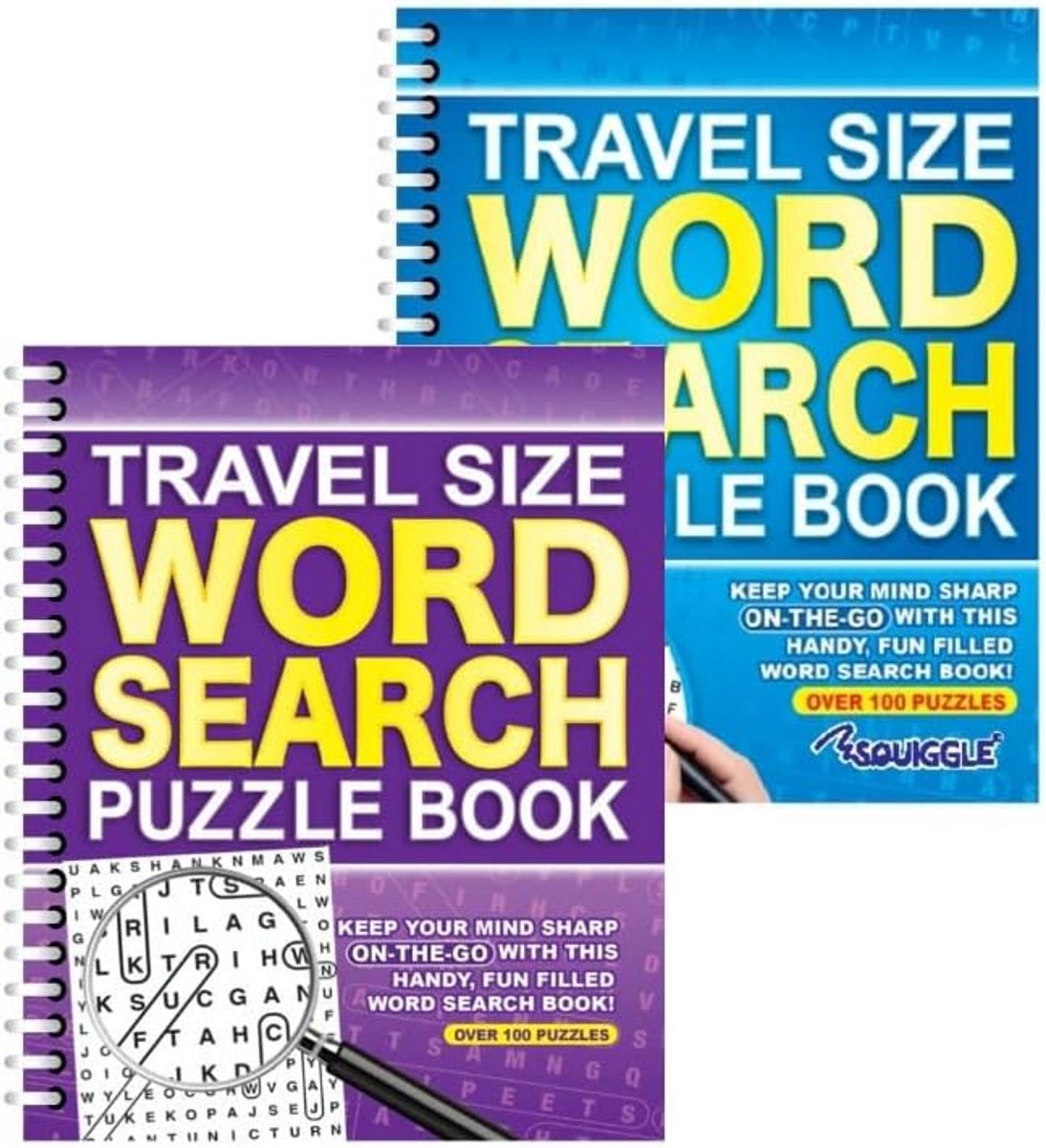 Set van 2 Woordzoekpuzzels A5 - Reisformaat Puzzelboek met Honderden Zoekopdrachten