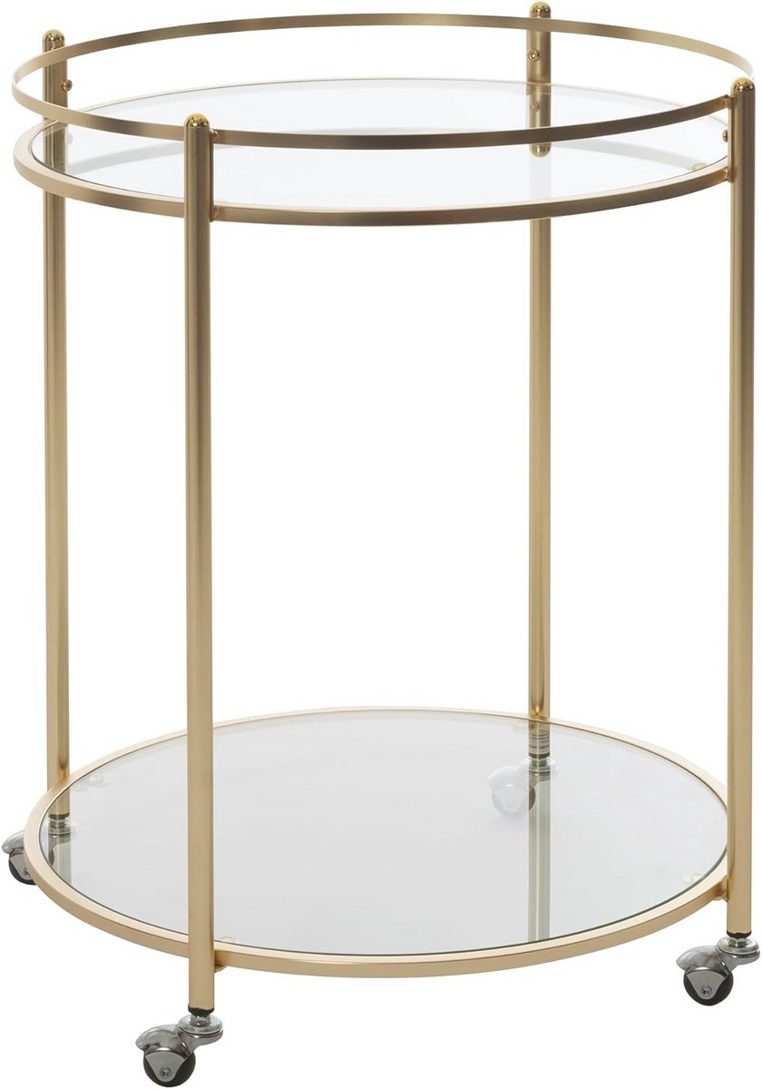 Moderne Serveerwagen met Rollen van Glas en Metaal - 57 x 75 x 57 cm