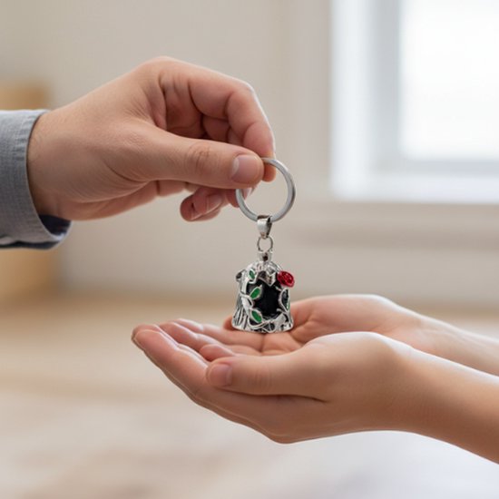 Grand X - Bell Guardian - Rose Épineuse - Bell -clés - Porte-clés Moto - Cloche Porte-Bonheur Moto - Pendentif Sac - Foi