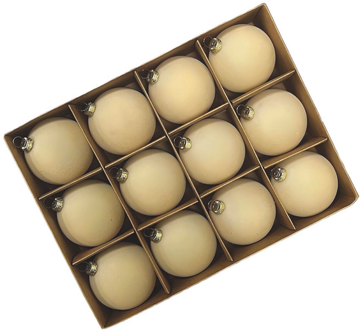 Fjesta© Velvet kerstballen - 6cm - Beige - 12 stuks