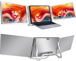 Virello® OneCable 14’’ - Portable Monitor - Inclusief Beschermhoes - Draagbaar Beeldscherm - Draagbare Monitor - Full HD - IPS - Grijs