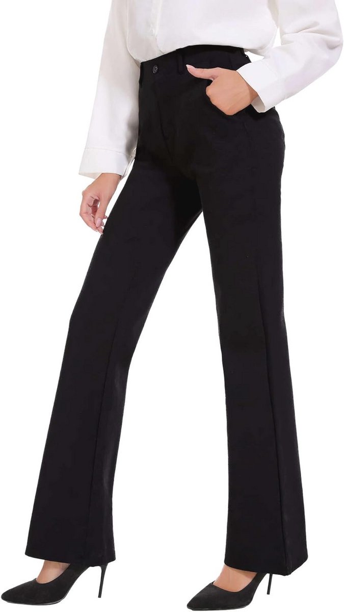 Hoge Taille Bootcut Yogabroek voor Dames - Comfortabele Werkbroek met Zakken en Knipbaar Ontwerp - Business Casual Broek voor Kantoor en Training