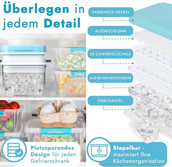 Ruimtebesparende ijsblokjeshouder voor 64 stuks - Ideaal voor cocktails, bier en grillparty's — afbeelding 4