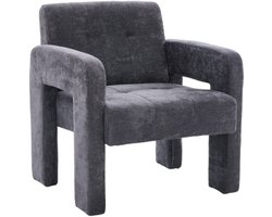 Stoel 67,5x69x74,5cm Fauteuil Zitting Grijs Chenille Moderne Minimalistische Stijl Gezellige Zitstoel Geschikt Voor Woonkamer Slaapkamer Kantoorruimte