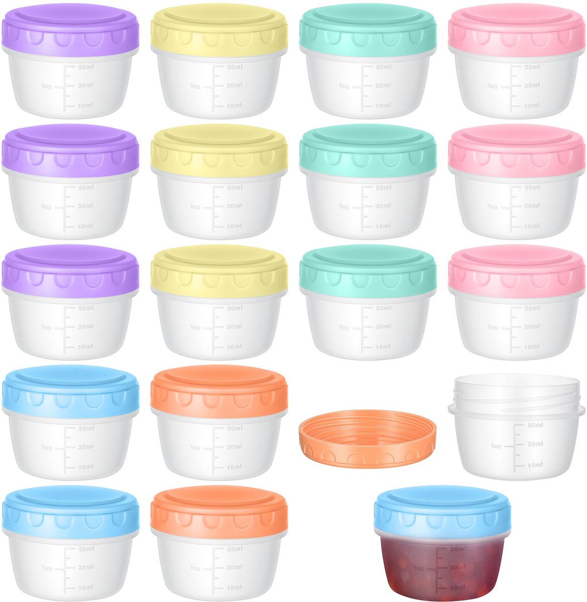Unyqoos® Set van 18 kleine herbruikbare vriesdozen met lekvrije schroefdeksel