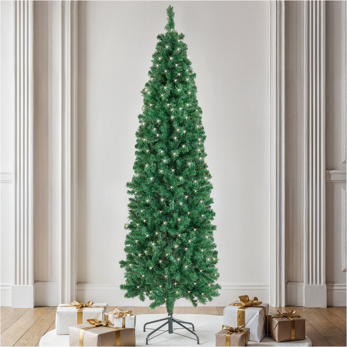 Yaheetech Kunstkerstboom 180 cm ( ca. 110 cm) met ca. 1000 tips, dennenboom van sparrenhout, incl. metalen kerstboomstandaard, snelmontage, inklapbaar, moeilijk ontvlambaar