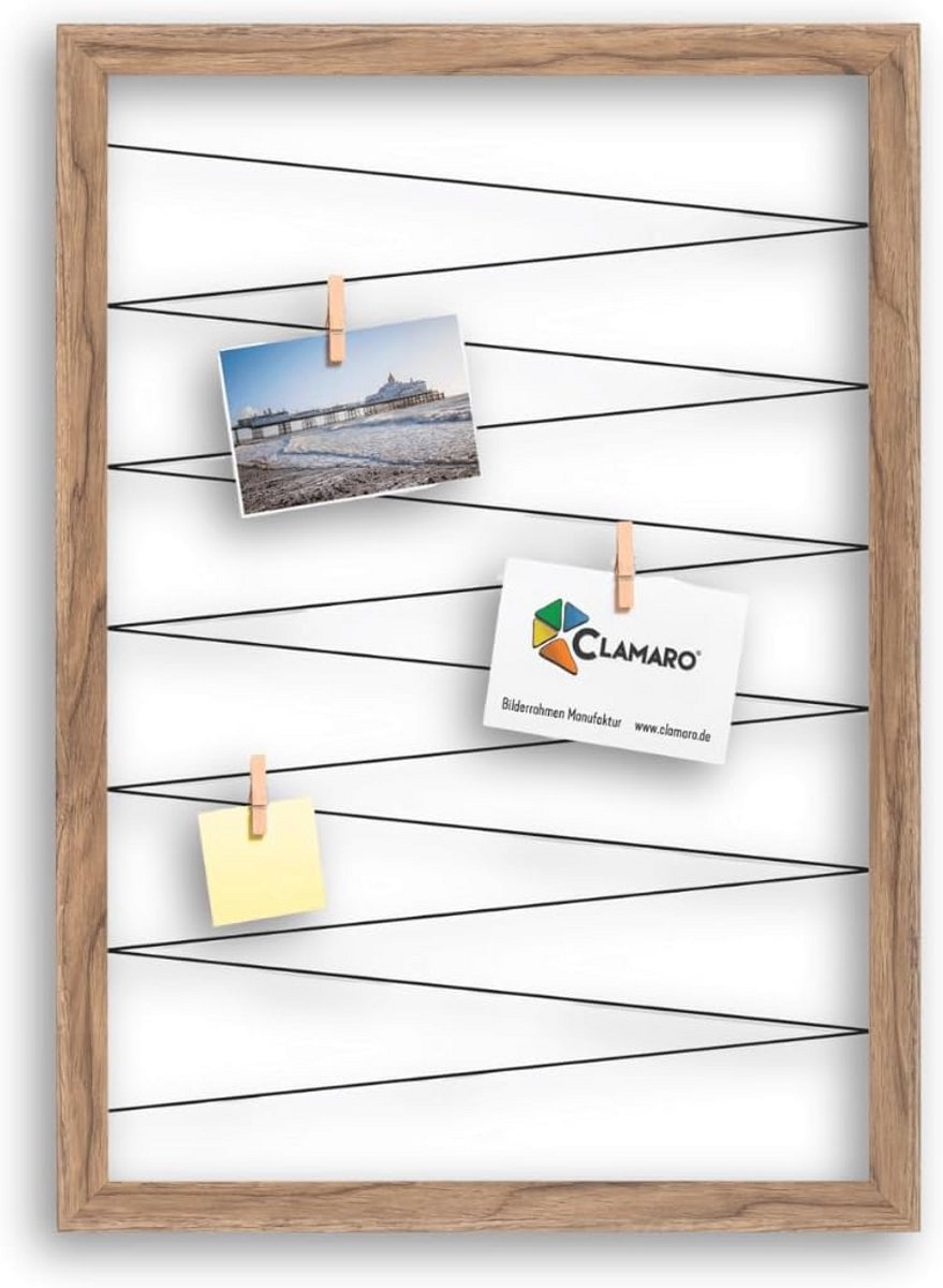Fotolijst Collage Flex 50x70 cm | Houten Klemmen en Elastieken | Presentatie van Foto's en Ansichtkaarten