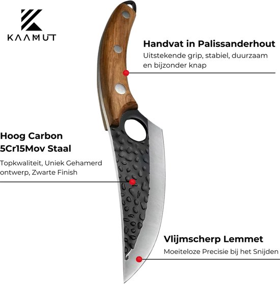 KAAMUT® Snijplank van Massief Acacia Kopshout – 40×27,5×3,5 cm – Extra Dik en Duurzaam – Sapgeul, Handgrepen en Antislip Voetjes – Inclusief Premium Houtwax & Geschenkdoos