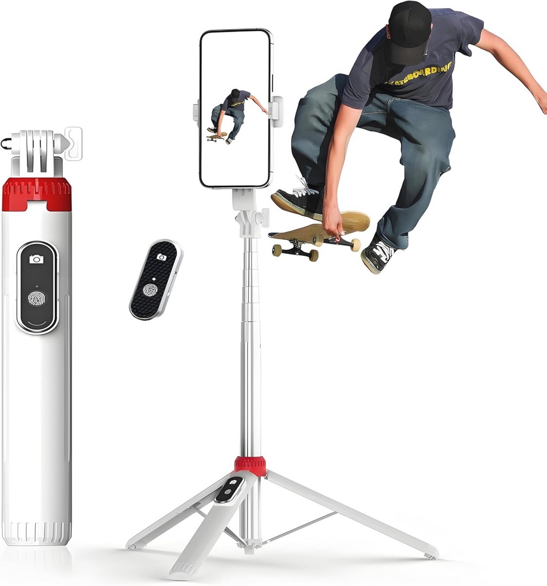 Selfiestick Statief 157 cm - 360° Draaibaar Mobiel Telefoonstatief met Afstandsbediening