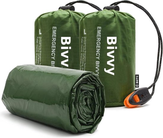 BOTC Noodslaapzak - Survival Slaapzak - 2 stuks - Emergency Sleeping Bag - Outdoor slaapzak - Backpack - Groen