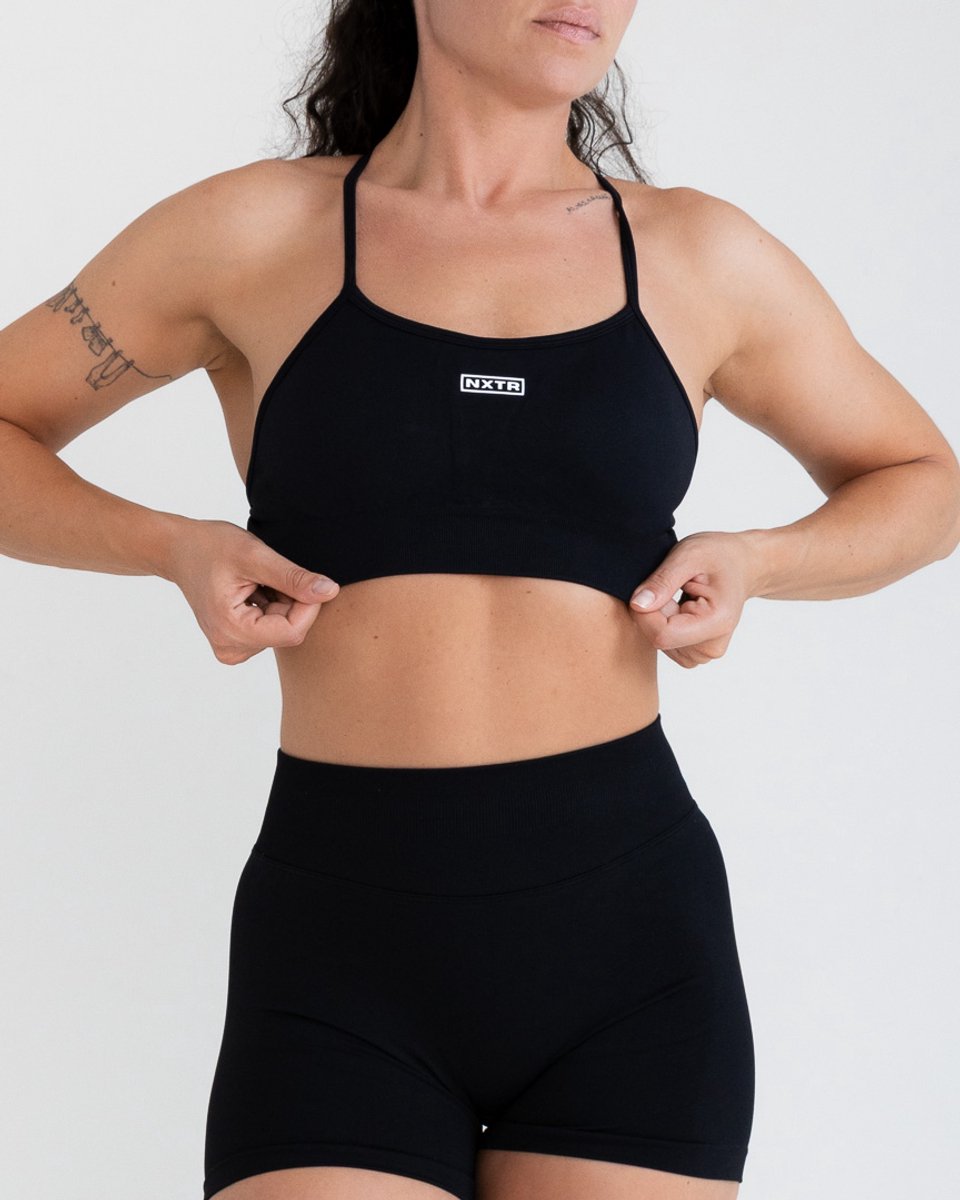 NXTR Pulse Premium Sports Bra - Black - Seamless - High Support - Sportbeha Dames