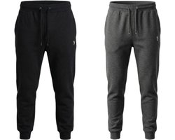 Hitman Joggingbroek Heren - 2-Pack - Trainingsbroek Heren - Sportbroek Heren - Sweatpants Heren - Katoen - Diepe Zakken - 1 x Zwart en 1 x Donker Grijs - Maat M