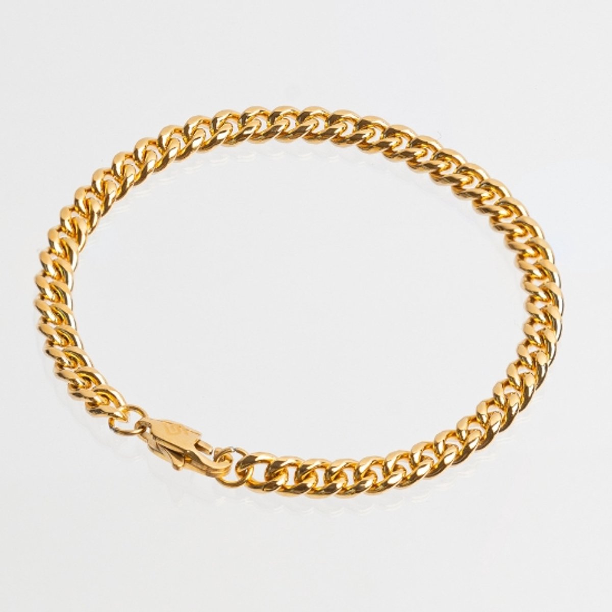Unreal Elements Herenarmband - Goudkleurig - Cuban Link 5mm - RVS - Bracelet - 18 cm - Cadeau voor Mannen