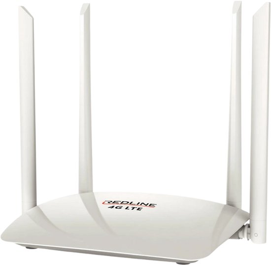 Redline LTE-20 4G LTE Router – Wi-Fi 300 Mbps – SIM-slot – Draadloze Internetrouter – 32 Gebruikers – 2.4 GHz – 4 x Antennes