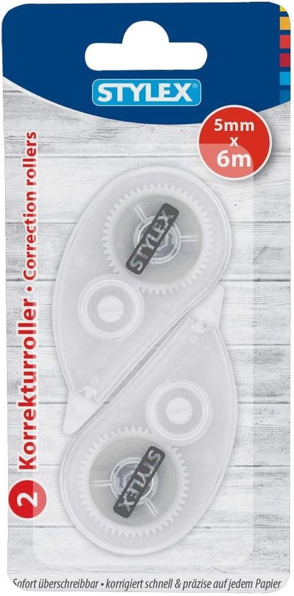 Correctieroller 5 mm - 6 m, 2 stuks - Onmiddellijk Overschrijfbaar, Snel en Nauwkeurig Corrigeren op Elk Papier