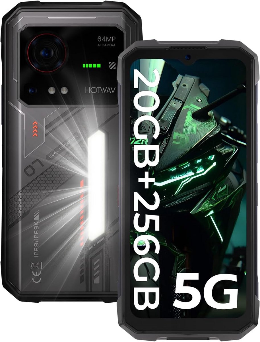 5G Outdoor Smartphone met 20GB RAM en 256GB Opslag, Waterdicht en 10800mAh Batterij