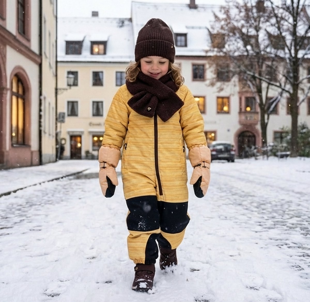Ducksday Winterpak – Skipak voor kleuters – Sneeuwpak – Snowsuit – Waterdicht & PFAS-vrij – Gerecycled Polyester – – Dusk Donkergeel