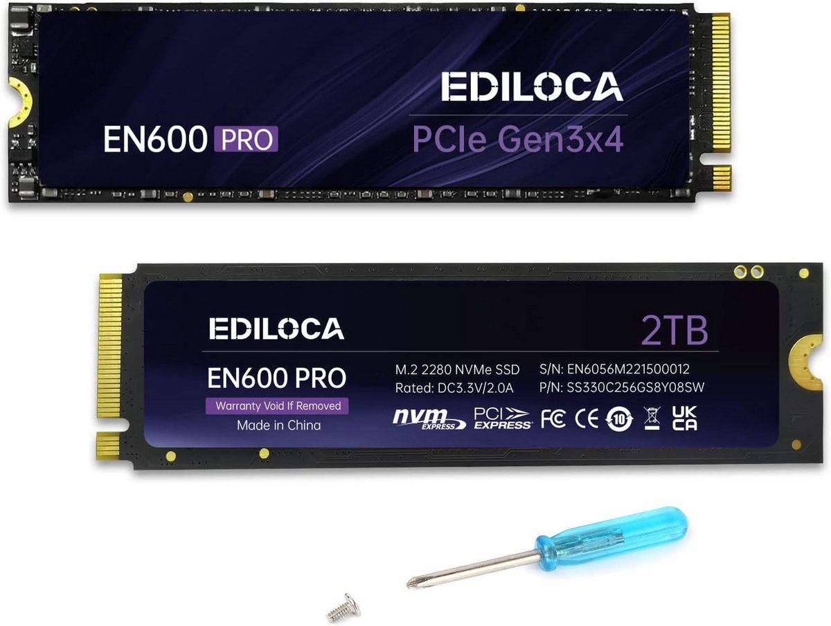 Interne SSD 2TB PCIe 3.0x4 NVMe M.2 2280 tot 3500MB/s met Grafeen Koeling