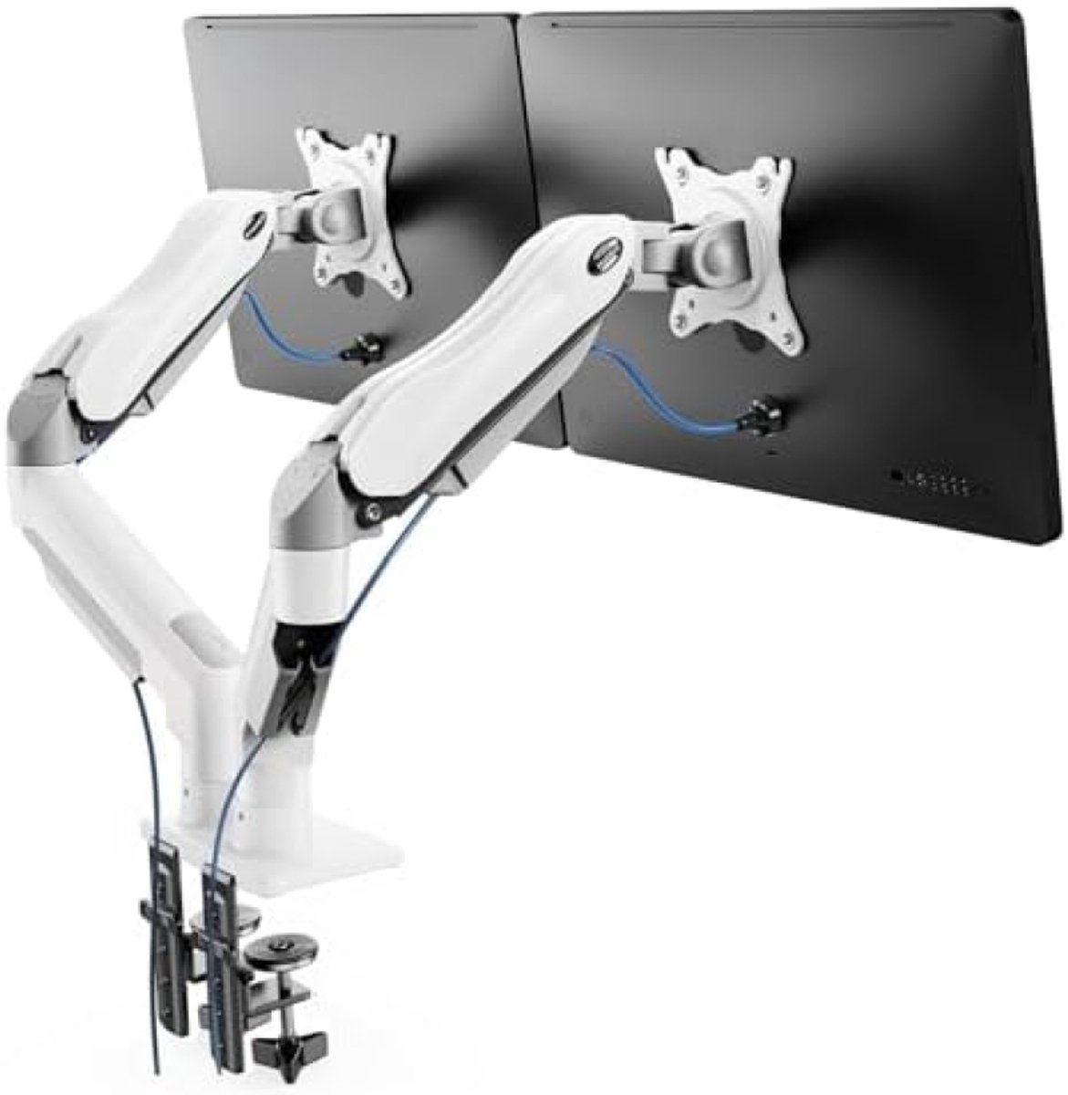 Selbro® Dubbele monitorarm, geschikt voor schermen van 13 tot 32 inch, in hoogte verstelbaar, kantel - zwenk en draaibaar, VESA 75x75 mm en 100x100 mm