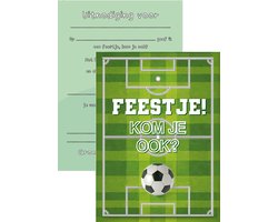 METIWA - Uitnodiging Kinderfeestje Voetbal - 10 stuks - Uitnodigingskaarten Voetbal - Uitnodiging Verjaardag - Uitnodiging Kinderfeest - Uitnodiging Feest