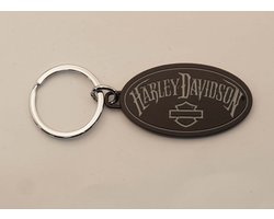 Sleutelhanger Harley Davidson zwart met zilver tekst Harley Davidson - zwarte Harley Davidson sleutelhanger - metalen Harley Davidson - motorcylces sleutelhanger Harley