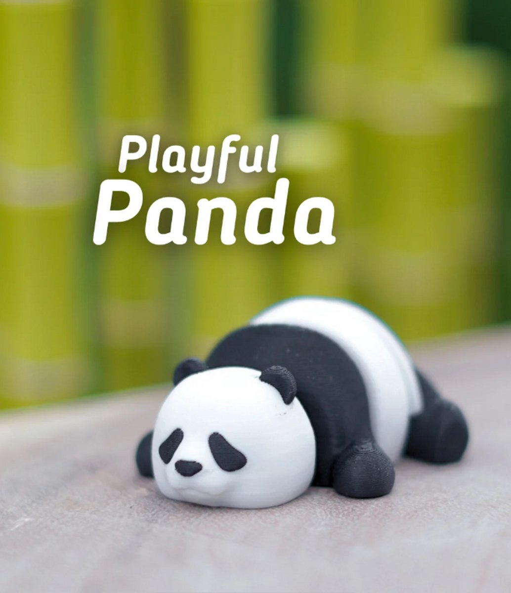 Speelse Panda 3D Print - Vera's Arts & Dice | Playful Panda 3D Print - Speelgoed - Verzamelobject - Panda Figuur - Zwart Wit