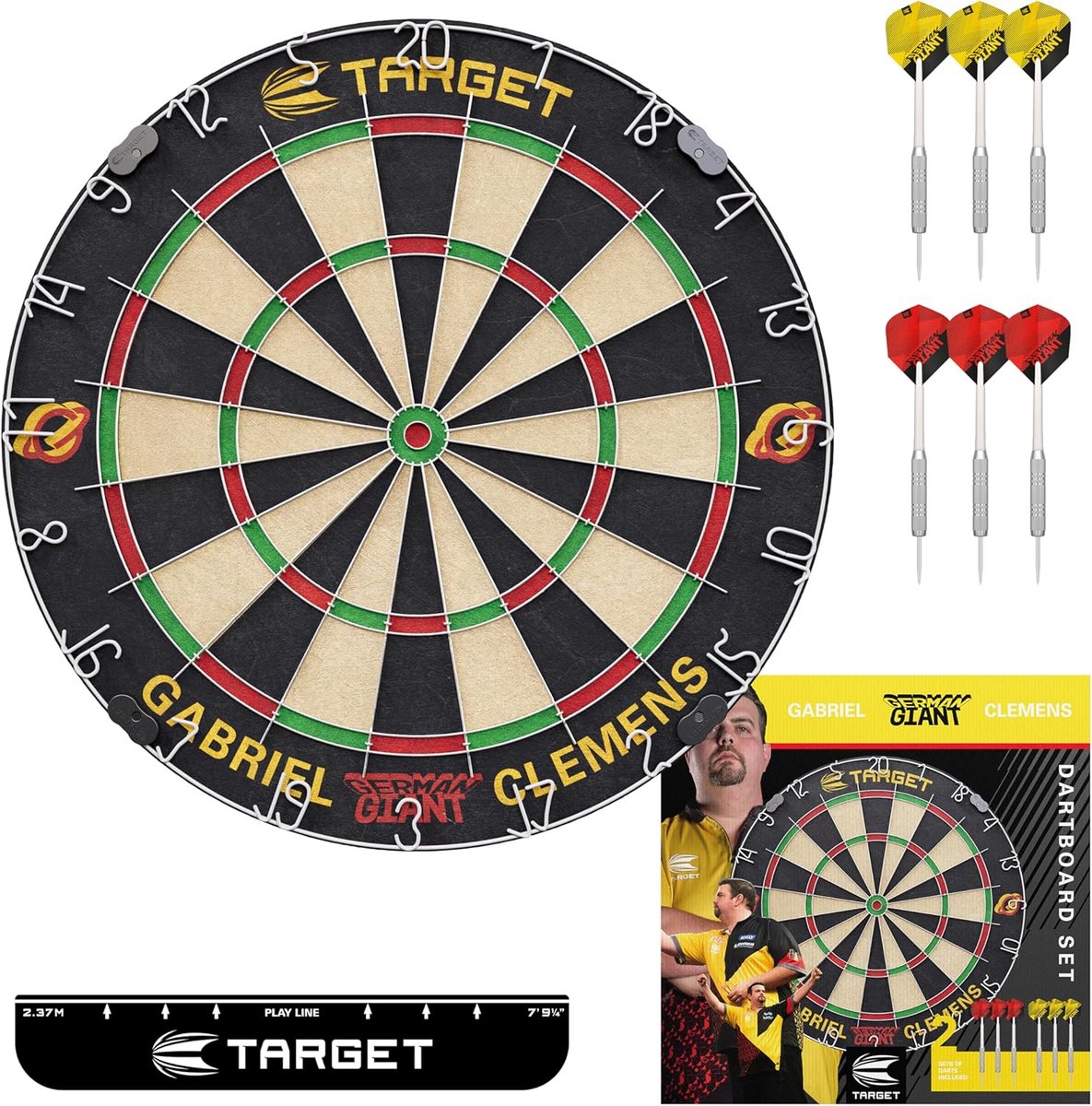 Professionele Dartbord Set met 2 Sets Steel Tip Darts en Werplijn