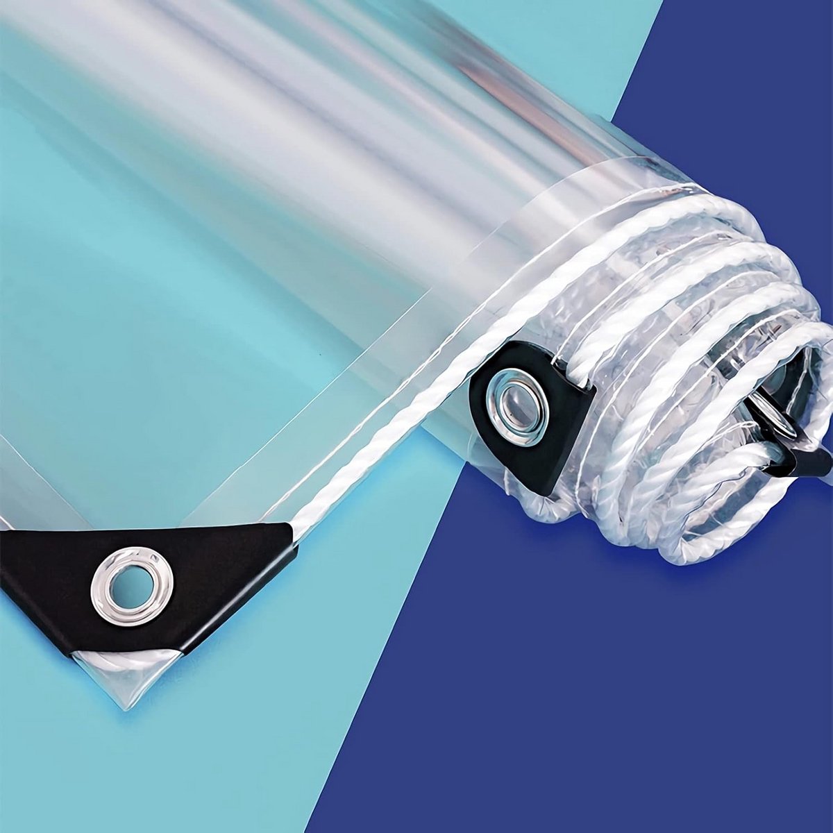 Transparant Waterdicht Afdekzeil met Oogjes - 0,55 mm, Ideaal voor Camping, Bouw en Bescherming van Voertuigen