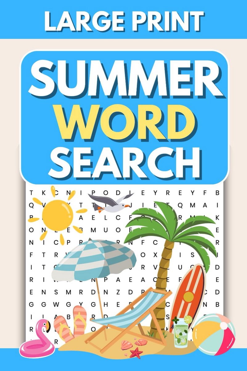 Zomer Woordzoekboek voor Volwassenen - Grote Print Puzzels voor Senioren en Tieners - Ideaal voor Ontspanning en Mindfulness